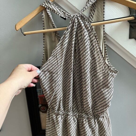 Theory Silk Print Drape Back Tie Front Sleeveless Blouse sz S EUC - Picture 5 of 7